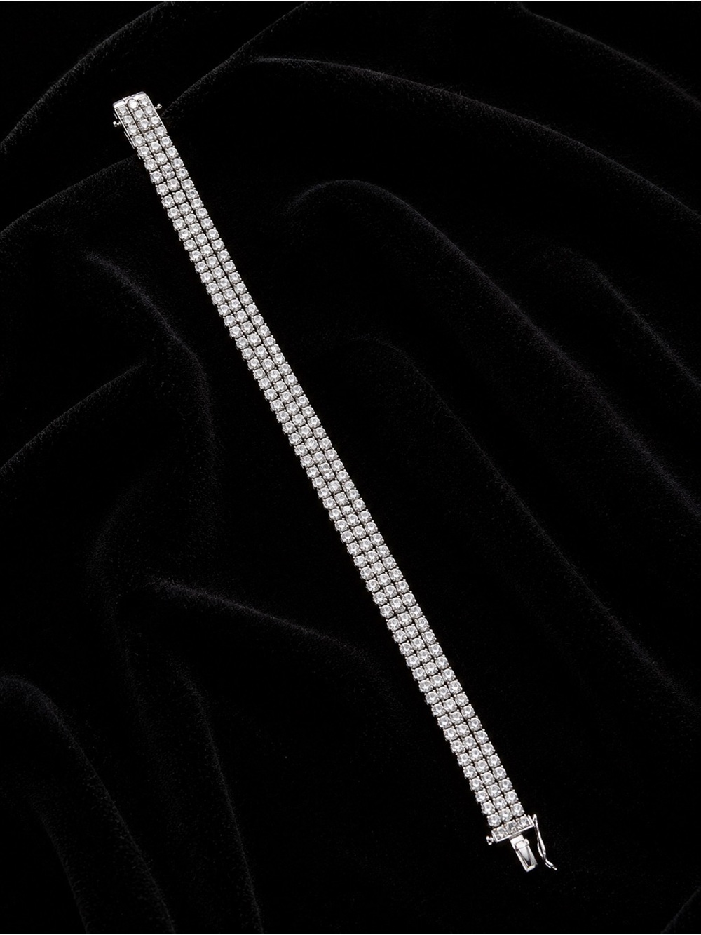 $250 Giani Bernini Caseline Sterling Silver 3 Row Tennis Bracelet Crystal NWT
